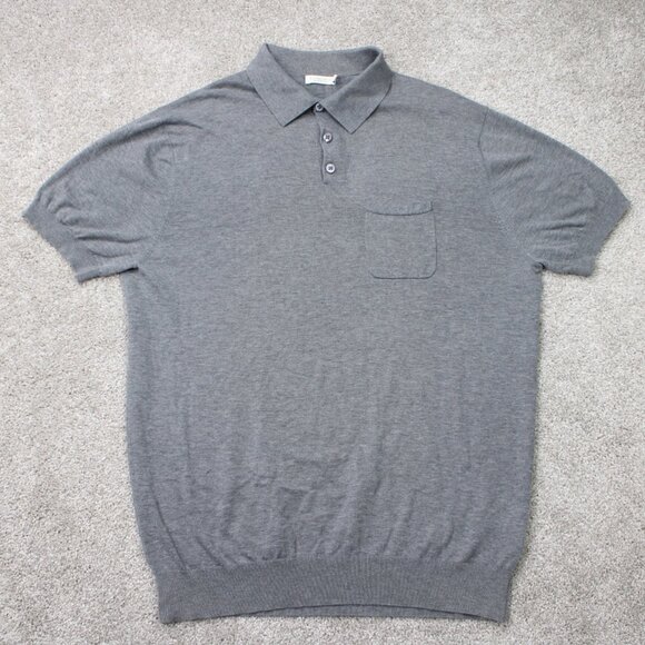 Suitsupply Polo Shirt Mens XL Gray Pure Cotton Short Sleeve w/ Chest Pocket - Picture 1 of 13